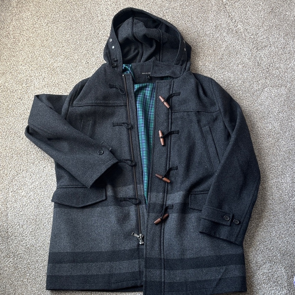 Banana Republic Dark Gray Hooded Trench Coat
